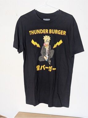 Box Lunch Naruto Boruto Kaminari Thunder Burger T-Shirt Black Men’s Size Medium